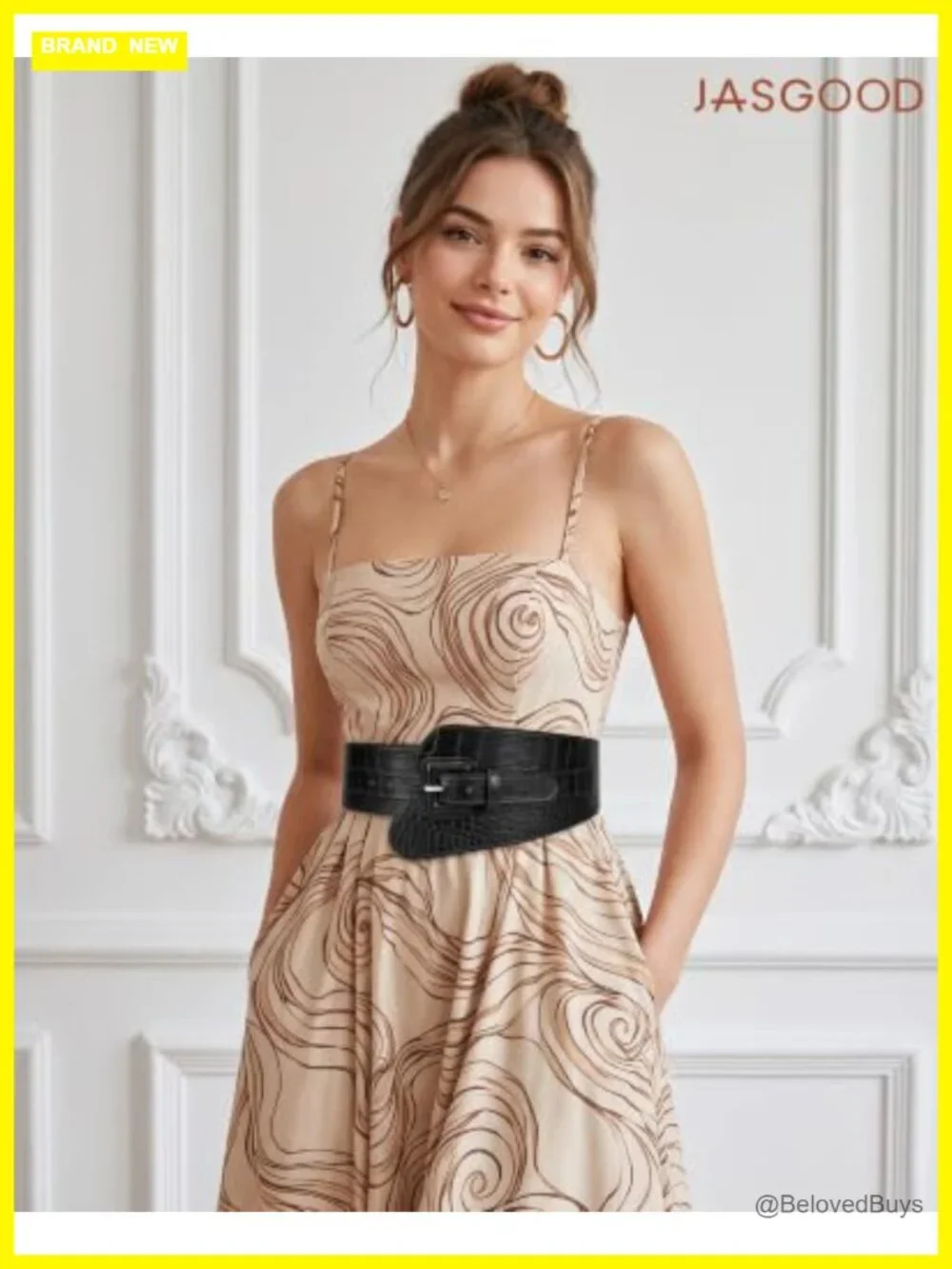 Wide Stretch Faux Leather Belt for Dresses Coats Pin Buckle